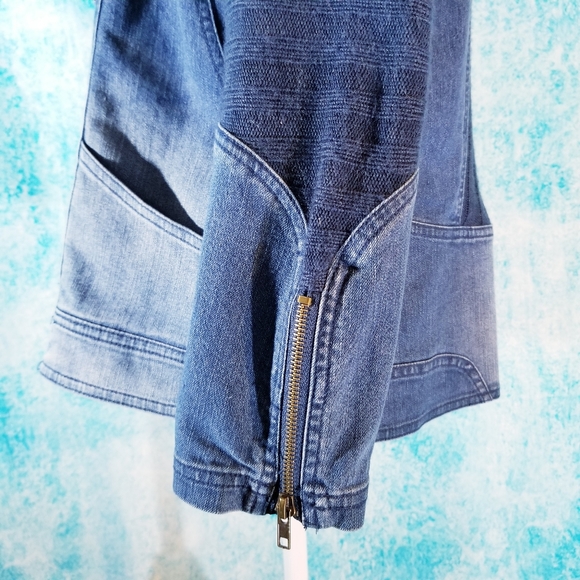 VTG Ombre Wash Moto Denim and Knit Jacket - Picture 9 of 16